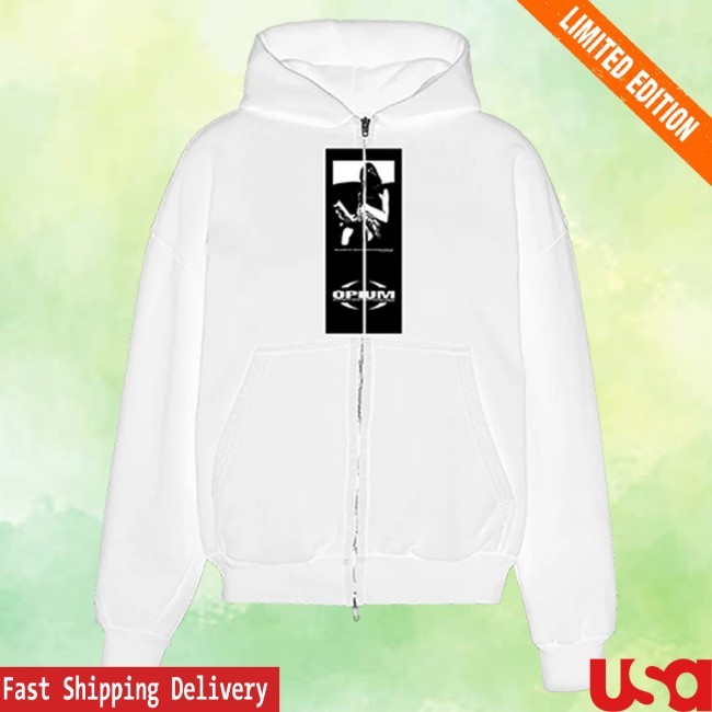 Official Playboi Carti Merch White Photo Zip Hoodie Opium Merch